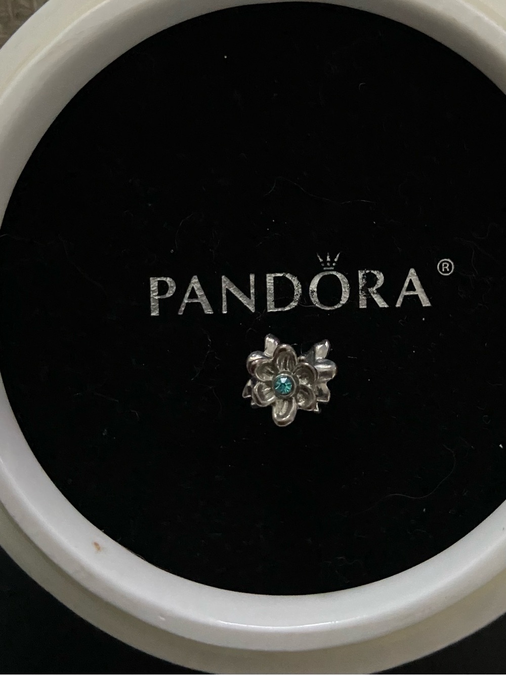 Pandora Silver Floral Brooch with Teal Center